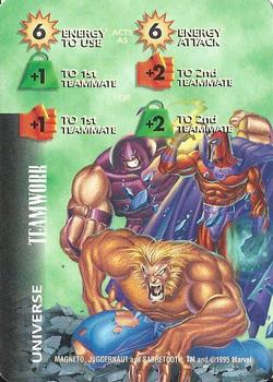 1997 Fleer Spider-Man - Marvel OverPower Universe #NNO Magneto / Juggernaut / Sabretooth - Teamwork (En 6 to use) Front