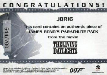2011 Rittenhouse James Bond Mission Logs - Relics #JBR16 James Bond's Parachute Pack Back
