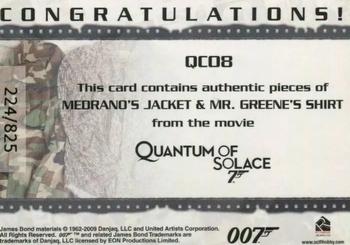 2009 Rittenhouse James Bond Archives - Relics #QC08 General Medrano / Mr. Greene Back