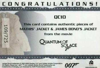 2009 Rittenhouse James Bond Archives - Relics #QC10 Mathis / James Bond Back