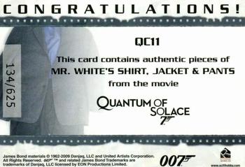 2009 Rittenhouse James Bond Archives - Relics #QC11 Mr. White Back