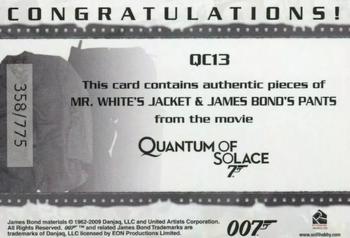 2009 Rittenhouse James Bond Archives - Relics #QC13 Mr. White / James Bond Back