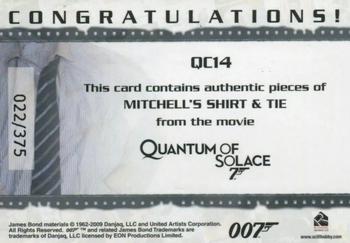 2009 Rittenhouse James Bond Archives - Relics #QC14 Mitchell Back