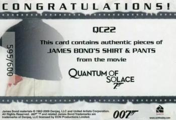 2009 Rittenhouse James Bond Archives - Relics #QC22 James Bond Back