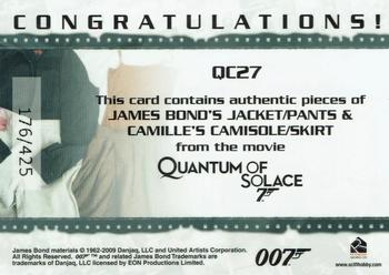 2009 Rittenhouse James Bond Archives - Relics #QC27 James Bond / Camille Montes Back
