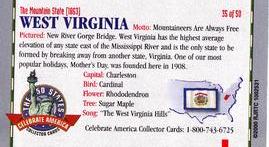 2000 Doral Celebrate America The 50 States #35 West Virginia Back