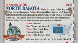 2000 Doral Celebrate America The 50 States #39 North Dakota Back