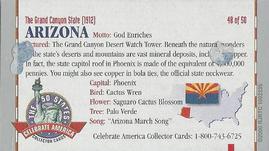 2000 Doral Celebrate America The 50 States #48 Arizona Back