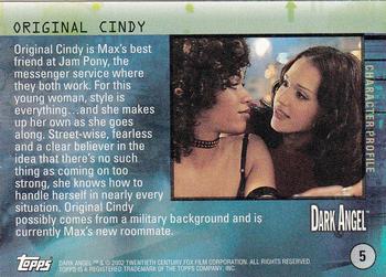 2002 Topps Dark Angel #5 Original Cindy Back