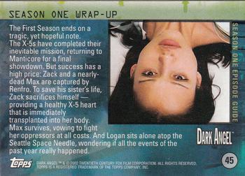 2002 Topps Dark Angel #45 Season One Wrap-Up Back