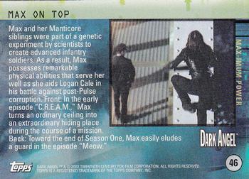 2002 Topps Dark Angel #46 Max on Top Back