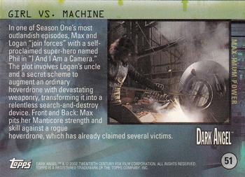 2002 Topps Dark Angel #51 Girl vs. Machine Back