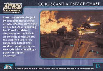 2002 Topps Star Wars: Attack of the Clones (UK) #13 Coruscant Airspace Chase Back