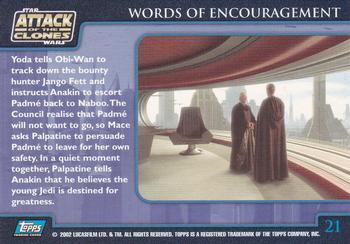 2002 Topps Star Wars: Attack of the Clones (UK) #21 Words of Encouragement Back