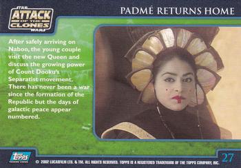 2002 Topps Star Wars: Attack of the Clones (UK) #27 Padmé Returns Home Back