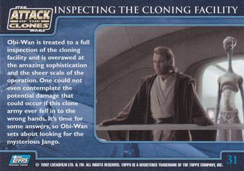 2002 Topps Star Wars: Attack of the Clones (UK) #31 Inspecting the Cloning Facility Back