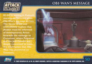 2002 Topps Star Wars: Attack of the Clones (UK) #50 Obi-Wan's Message Back
