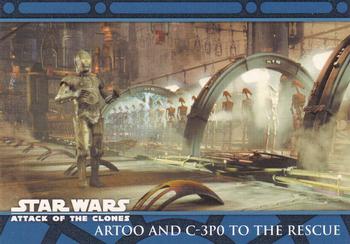 2002 Topps Star Wars: Attack of the Clones (UK) #57 Artoo and C-3P0 to the Rescue Front