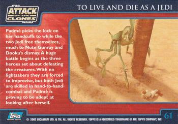 2002 Topps Star Wars: Attack of the Clones (UK) #61 To Live and Die as a Jedi Back