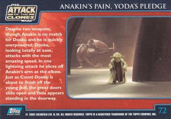 2002 Topps Star Wars: Attack of the Clones (UK) #72 Anakin's Pain, Yoda's Pledge Back