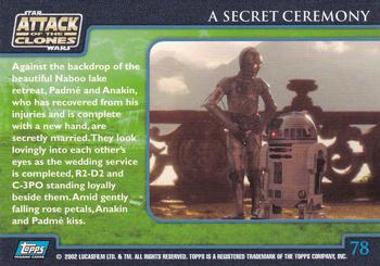 2002 Topps Star Wars: Attack of the Clones (UK) #78 A Secret Ceremony Back