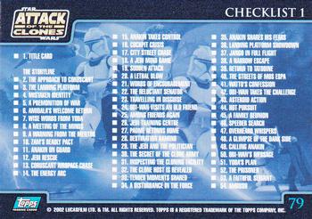 2002 Topps Star Wars: Attack of the Clones (UK) #79 Checklist 1 Back