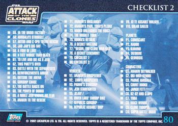 2002 Topps Star Wars: Attack of the Clones (UK) #80 Checklist 2 Back