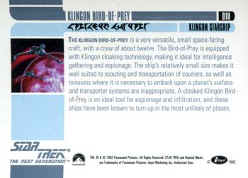1992 Impel Star Trek: The Next Generation - Holograms #01H Klingon Bird-of-Prey Back