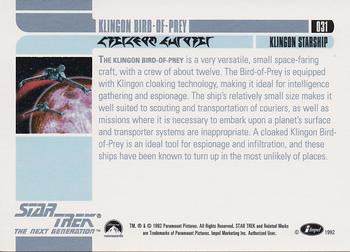 1992 Impel Star Trek: The Next Generation - Holograms #031 Klingon Bird-of-Prey Back