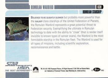 1992 Impel Star Trek: The Next Generation - Holograms #03H Romulan Warbird Back