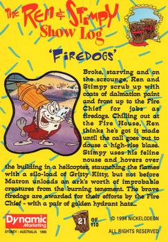 1995 Dynamic Marketing The Ren & Stimpy Show #21 Fire Dogs! Back