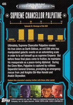 2013 Topps Star Wars: Galactic Files Series 2 #435 Supreme Chancellor Palpatine Back
