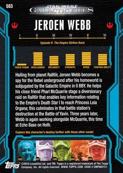 2013 Topps Star Wars: Galactic Files Series 2 #503 Jeroen Webb Back