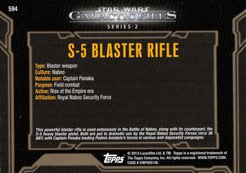 2013 Topps Star Wars: Galactic Files Series 2 #594 S-5 Blaster Rifle Back