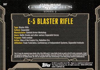 2013 Topps Star Wars: Galactic Files Series 2 #597 E-5 Blaster Rifle Back