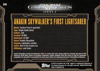 2013 Topps Star Wars: Galactic Files Series 2 #606 Anakin Skywalker's First Lightsaber Back