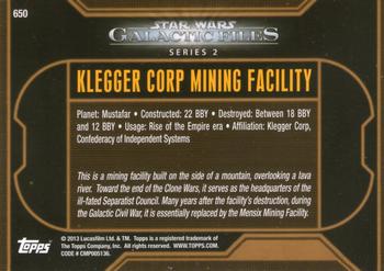 2013 Topps Star Wars: Galactic Files Series 2 #650 Klegger Corp Mining Facility Back