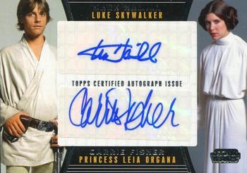 2013 Topps Star Wars: Galactic Files Series 2 - Dual Autographs #4 Carrie Fisher / Mark Hamill Front