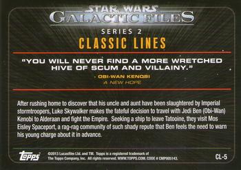 2013 Topps Star Wars: Galactic Files Series 2 - Classic Lines #CL-5 Obi-Wan Kenobi Back