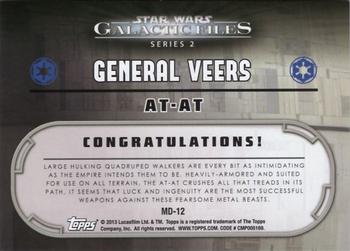 2013 Topps Star Wars: Galactic Files Series 2 - Medallion Relics #MD-12 General Veers Back