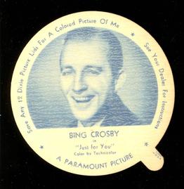 1952 Dixie Cup Lids Movie, Cowboy, and TV Stars (F5-18) #NNO Bing Crosby Front