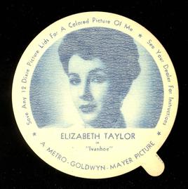 1952 Dixie Cup Lids Movie, Cowboy, and TV Stars (F5-18) #NNO Elizabeth Taylor Front