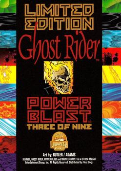 1994 Fleer Marvel Universe - Power Blast Rainbow #3 Ghost Rider Back