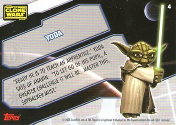 2008 Topps Star Wars The Clone Wars Stickers #4 Yoda Back
