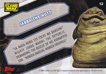 2008 Topps Star Wars The Clone Wars Stickers #12 Jabba the Hutt Back