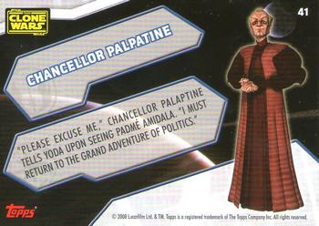 2008 Topps Star Wars The Clone Wars Stickers #41 Chancellor Palpatine Back