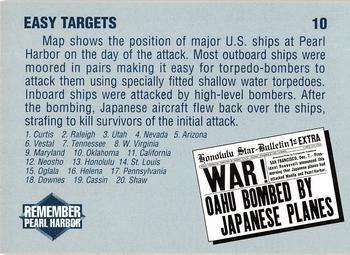 1991 Tuff Stuff Remember Pearl Harbor #10 Easy Targets Back