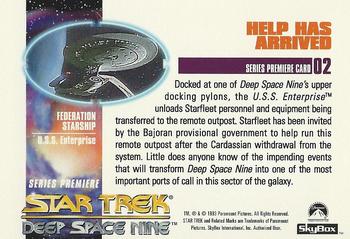 1993 SkyBox Star Trek: Deep Space Nine Premier #02 Help Has Arrived Back