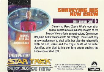 1993 SkyBox Star Trek: Deep Space Nine Premier #03 Surveying His New Crew Back
