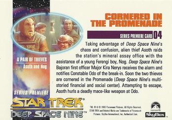 1993 SkyBox Star Trek: Deep Space Nine Premier #04 Cornered in the Promenade Back